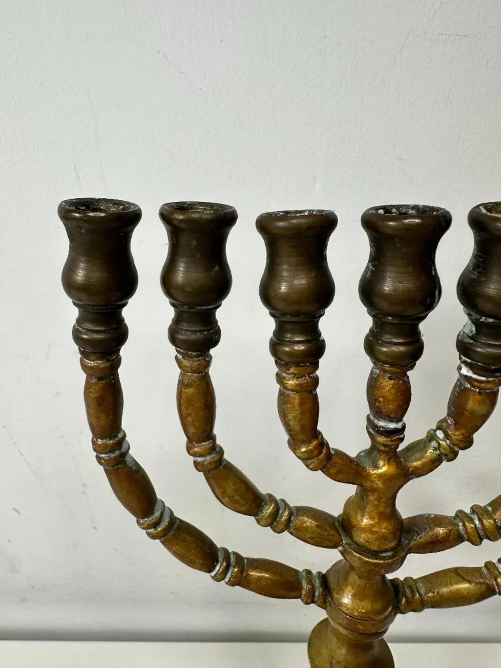 Classic Vintage Brass Gold Seven Branch Menorah 9
